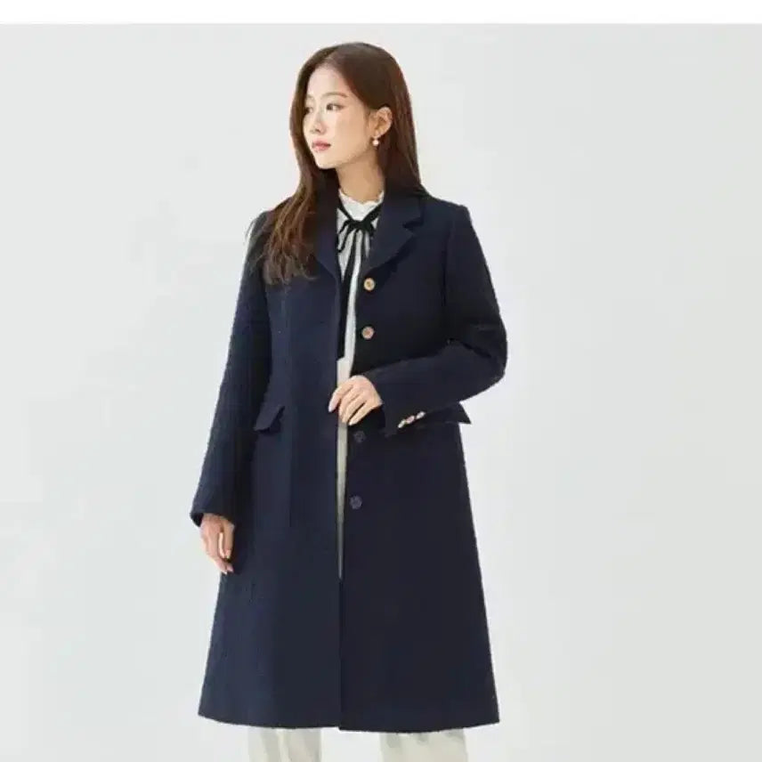 [BUNJANG] Roem Tweed Boucle Coat - Navy / 로엠 트위드 울 부클코트 네이비