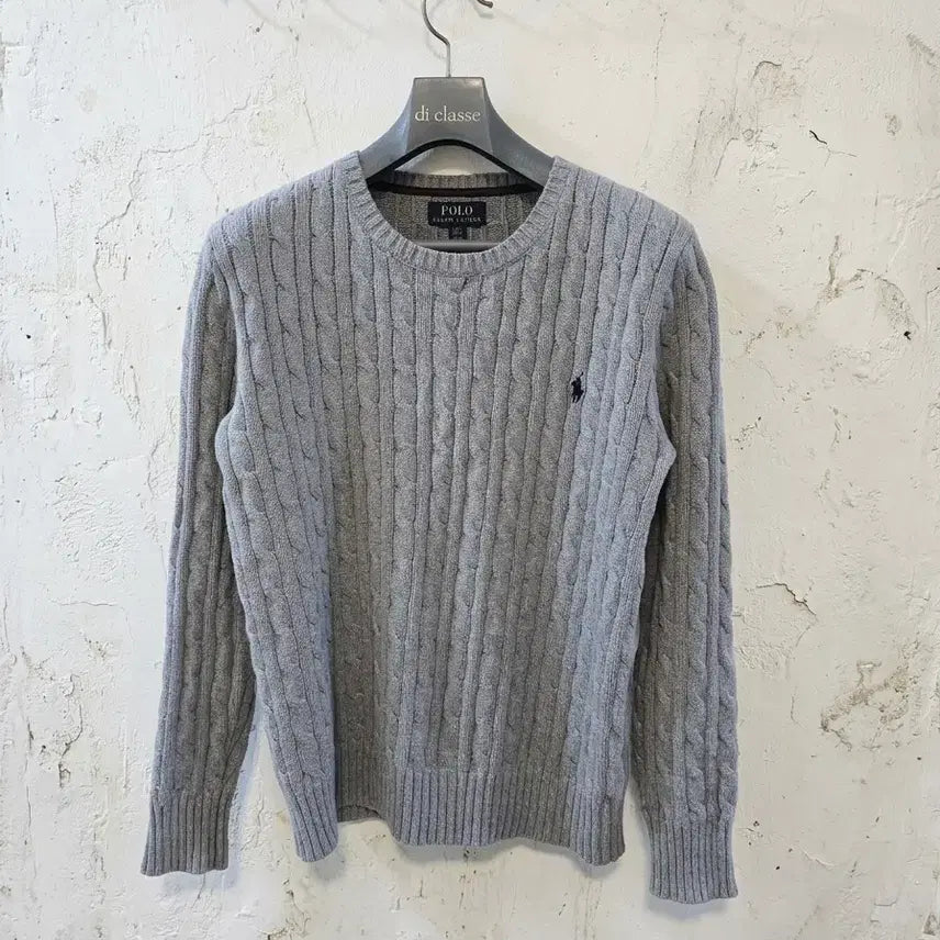 [BUNJANG] Polo Ralph Lauren Cable Knit Sweater Gray / 폴로 랄프로렌 꽈배기 회색 니트 66/77