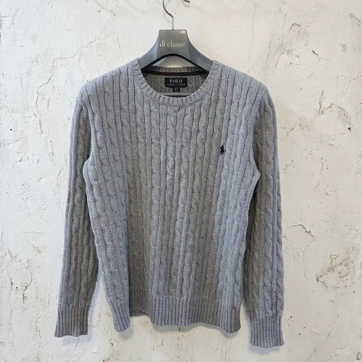 [BUNJANG] Polo Ralph Lauren Cable Knit Sweater Gray / 폴로 랄프로렌 꽈배기 회색 니트 66/77