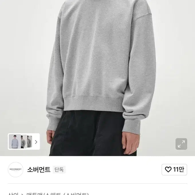 [BUNJANG] Soberment Crop Sweatshirt XL / 소버먼트 크롭 맨투맨 xl