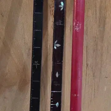 [BUNJANG] Antique Wooden Ruler Set / 골동 옻칠 주칠 나무자 3점