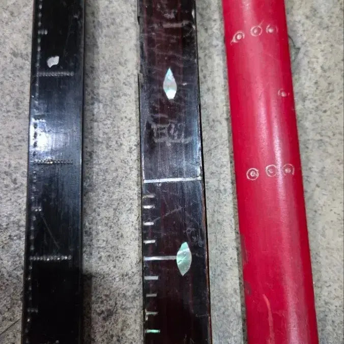 [BUNJANG] Antique Wooden Ruler Set / 골동 옻칠 주칠 나무자 3점