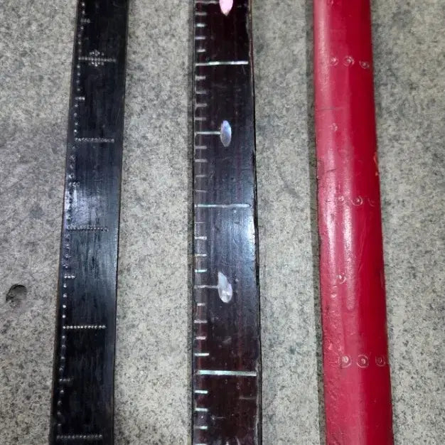 [BUNJANG] Antique Wooden Ruler Set / 골동 옻칠 주칠 나무자 3점