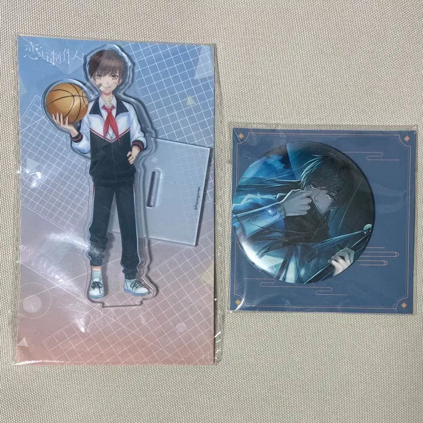 [BUNJANG] Love &amp; Producer Baegi Acrylic Stand &amp; Badge Set / 러브앤프로듀서 백기 아크릴 스탠드 뱃지 공식 굿즈
