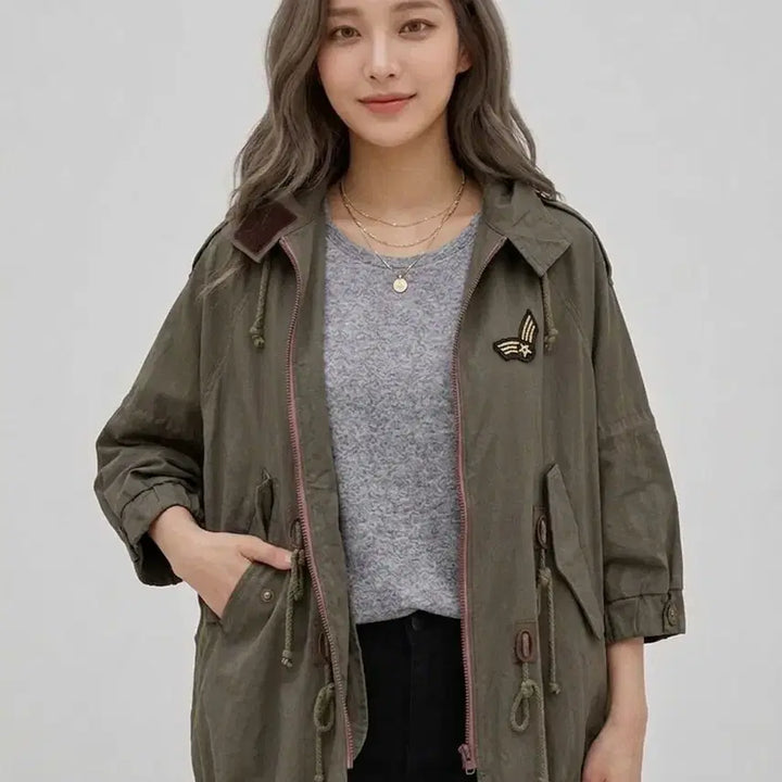 [BUNJANG] Cape Fit Field Jacket Khaki Loose Fit Daily Outerwear / 봄가을 필수 | 카키 케이프핏 야상 점퍼 | 루즈핏 데일리 아우터 55~