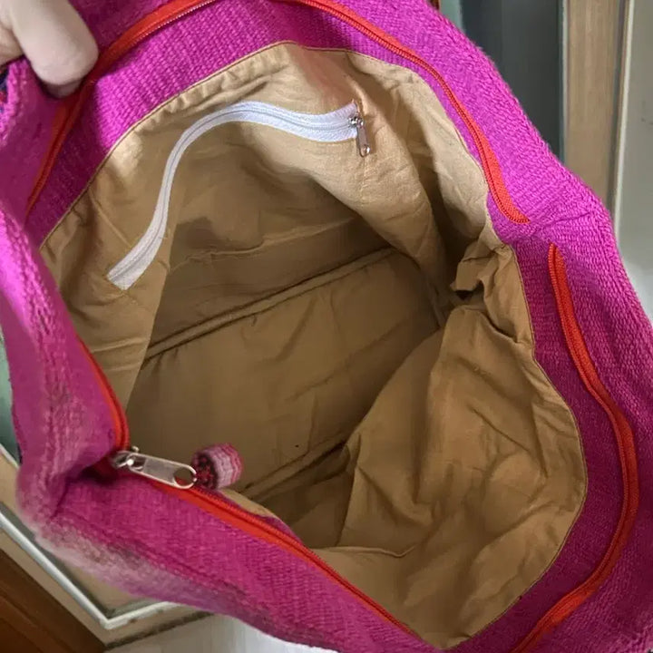 [BUNJANG] Pink Striped Shoulder Bag / 줄무늬 핑크색 숄더백