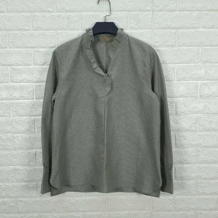 [BUNJANG] 8Seconds Check Frill V-Neck Shirt / [55]에잇세컨즈 체크 프릴 브이넥 셔츠