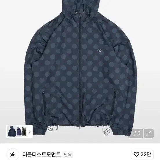 [SOLD OUT] 더콜디스트모먼트 네이비 도트 바람막이