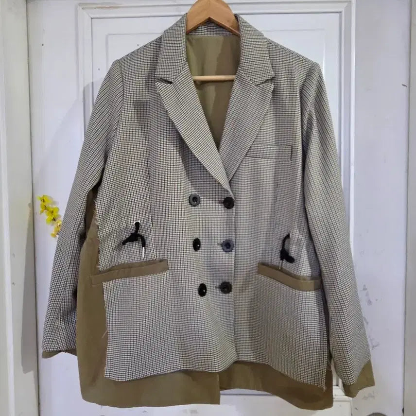 [BUNJANG] Spring Color Block String Casual Jacket / 봄  디자인이  바스락 배색 스트링 캐주얼  자켓   새상품   가슴60