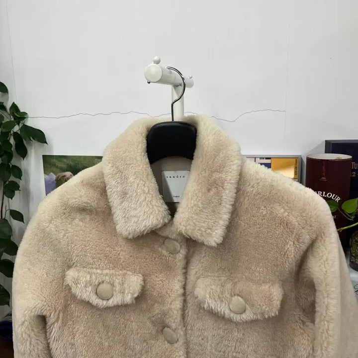 [BUNJANG] Sandro Real Wool Mustang Jacket Size 43 / 산드로 리얼 양모 무스탕 43