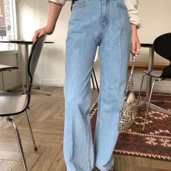 [BUNJANG] From Beginning Light Blue Denim Wide Pants / 프롬비기닝 라이트블루 연청 데님 와이드 팬츠