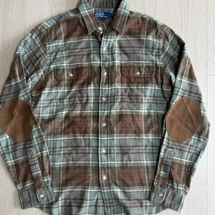 [BUNJANG] Polo Ralph Lauren Suede Patch Flannel Shirt L / [폴로 랄프로렌] 스웨이드 패치 플란넬 셔츠 L 사이즈