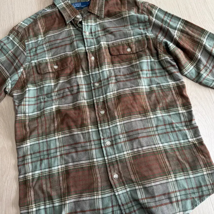 [BUNJANG] Polo Ralph Lauren Suede Patch Flannel Shirt L / [폴로 랄프로렌] 스웨이드 패치 플란넬 셔츠 L 사이즈