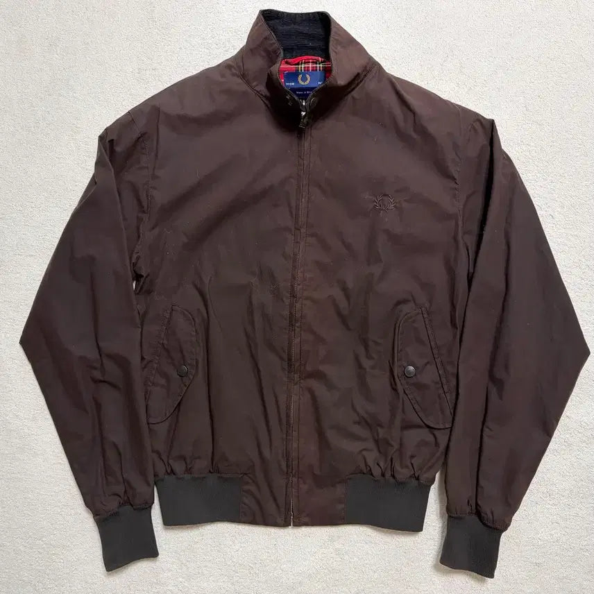 [BUNJANG] Fred Perry Waxed Cotton Harrington Jacket (Brown) / [S] 프레드페리 왁스드 코튼 해링턴 자켓 메이드인 잉글랜드 (브라운)