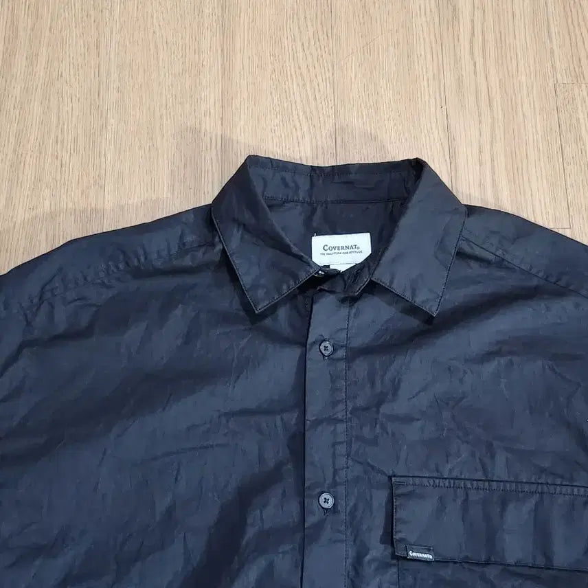 [BUNJANG] Covernat Black Short Sleeve String Shirt / 커버낫 블랙 반팔 스트링 셔츠