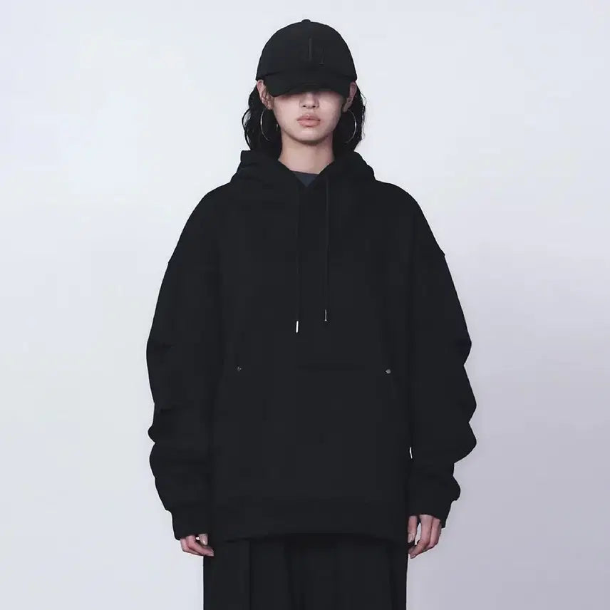 [BUNJANG] Trimming Bird Ribet Sweat Set-Up Hoodie - Black / 트리밍버드 후드티 ribet sweat set-up hoodie 블랙