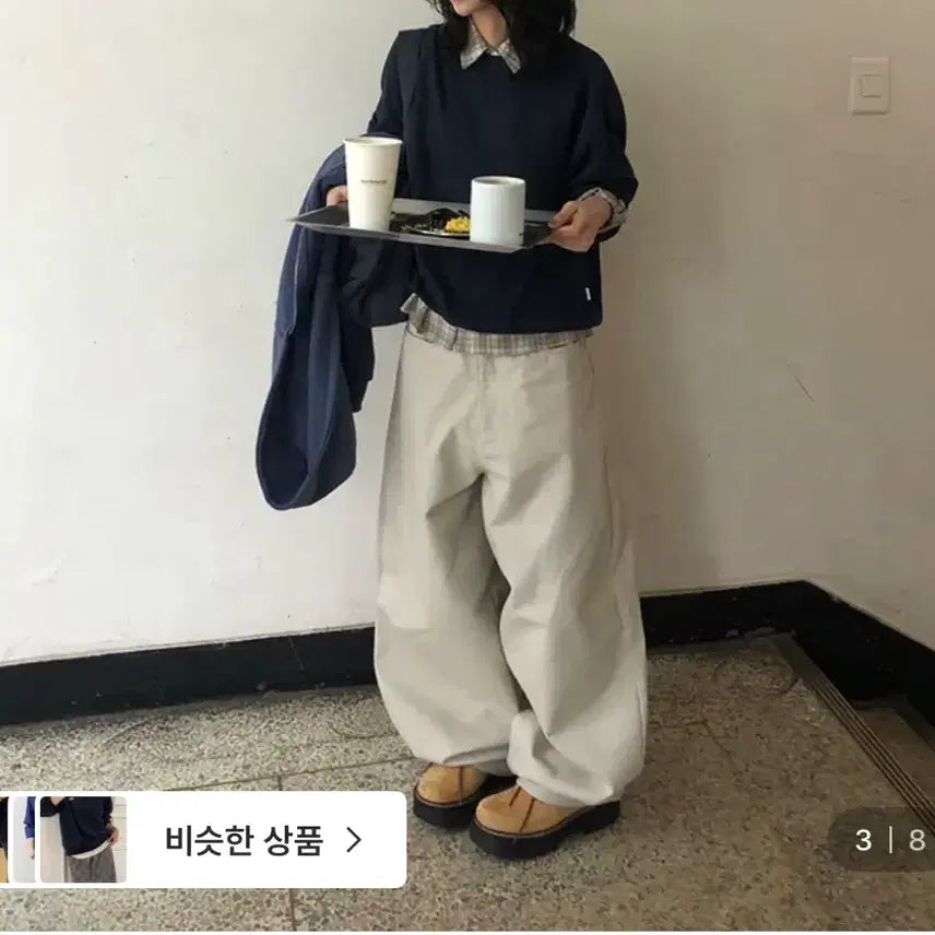 [BUNJANG] Slow Cotton Basic Navy Sweatshirt / 슬로 코튼 베이직 네이비 맨투맨