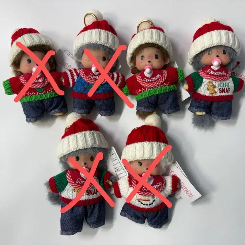 [BUNJANG] Monchhichi Bebichhichi Christmas Doll Keyring / 몬치치 베비치치 크리스마스 인형 키링