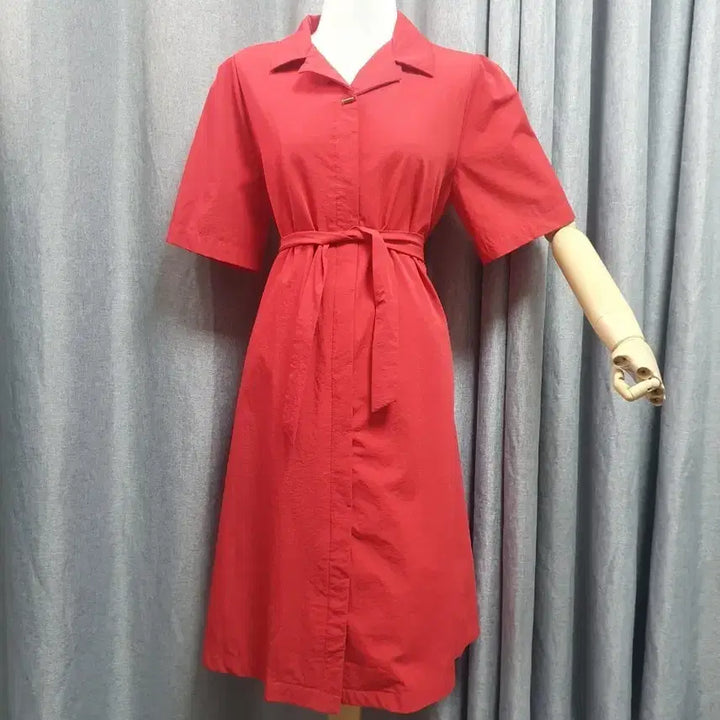 [BUNJANG] Red Stretch Waist Dress / 스트레치 레드 허리끈원피스