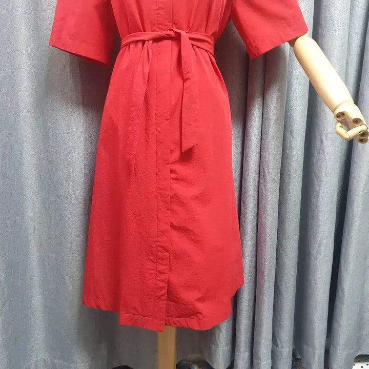 [BUNJANG] Red Stretch Waist Dress / 스트레치 레드 허리끈원피스
