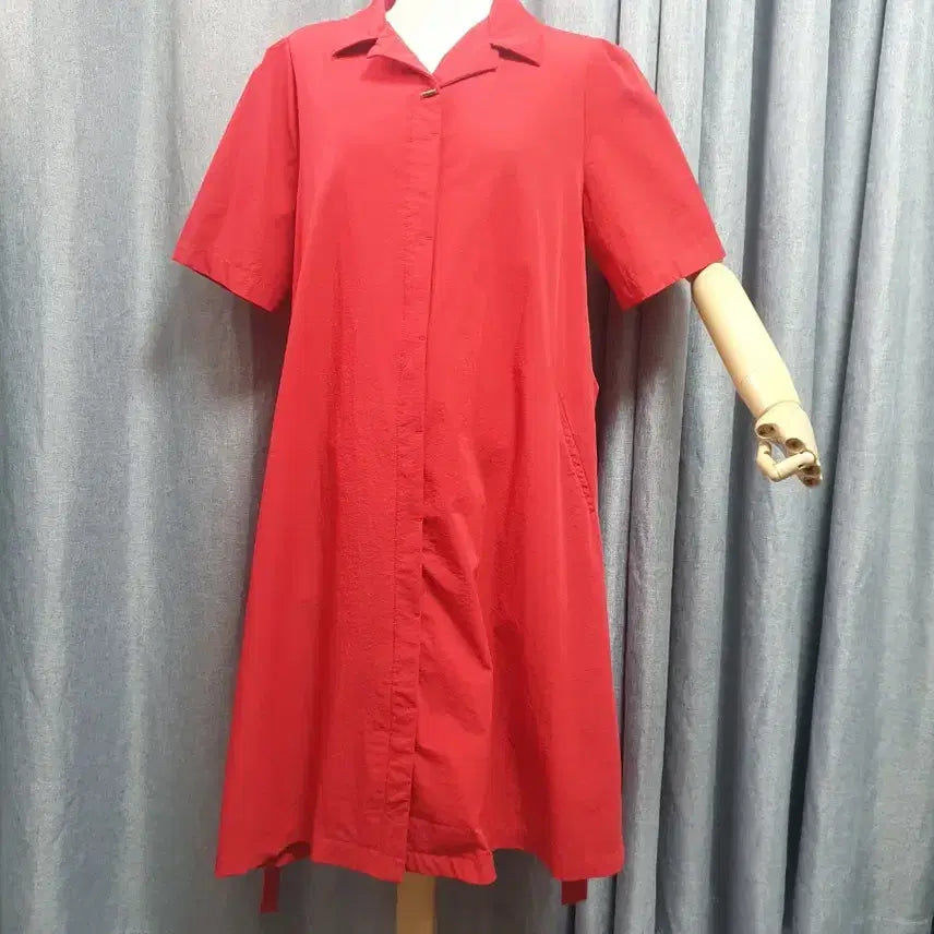 [BUNJANG] Red Stretch Waist Dress / 스트레치 레드 허리끈원피스