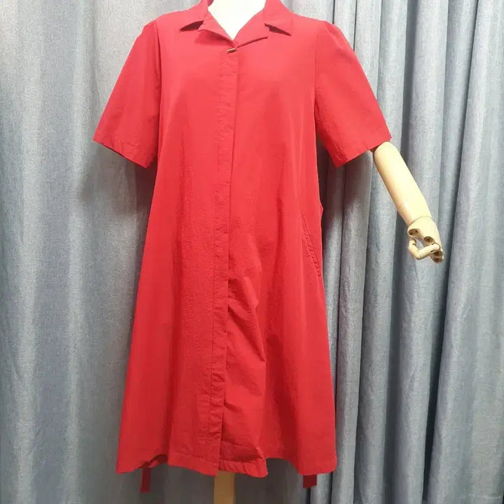 [BUNJANG] Red Stretch Waist Dress / 스트레치 레드 허리끈원피스