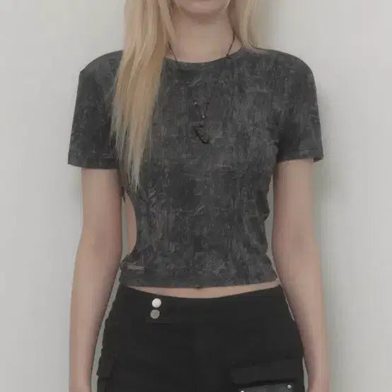 [BUNJANG] EtoSeme Graphic Side-hole Top / 에트오소메 반팔 티셔츠 Graphic Side-hole Top