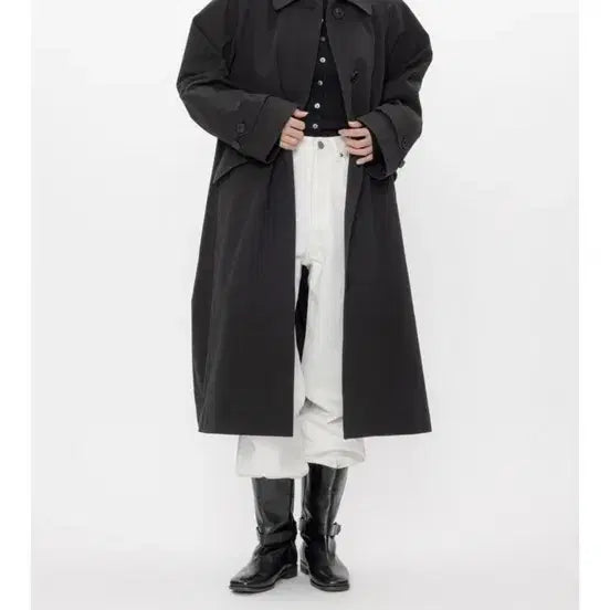[BUNJANG] PI/CS Black Long Trench Coat / PI/CS 블랙 롱 트렌치 코트