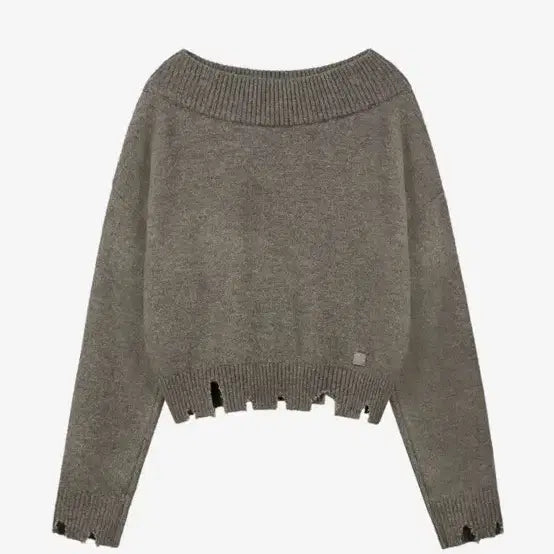 [BUNJANG] Rock Cake Off-Shoulder Damaged Knit Sweater Brown / (새상품) 락케이크 오프숄더 데미지 니트 브라운