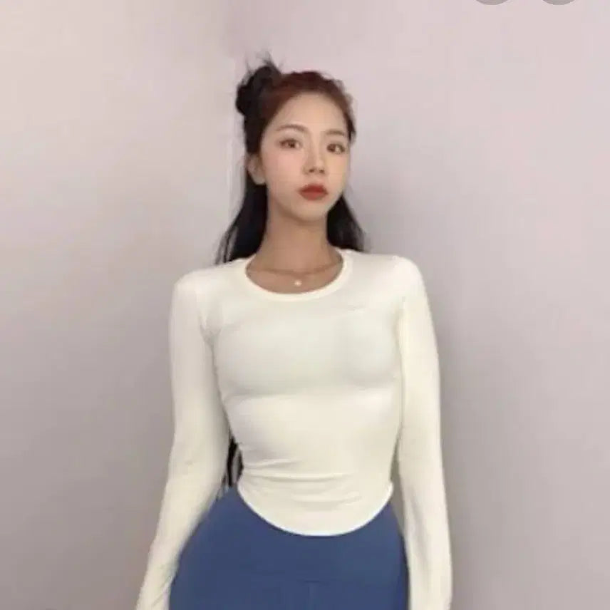 [BUNJANG] JJ Girl Fit Top Long Sleeve (Sora/Black) / 제이제이 걸핏탑 긴팔 (소라/블랙)