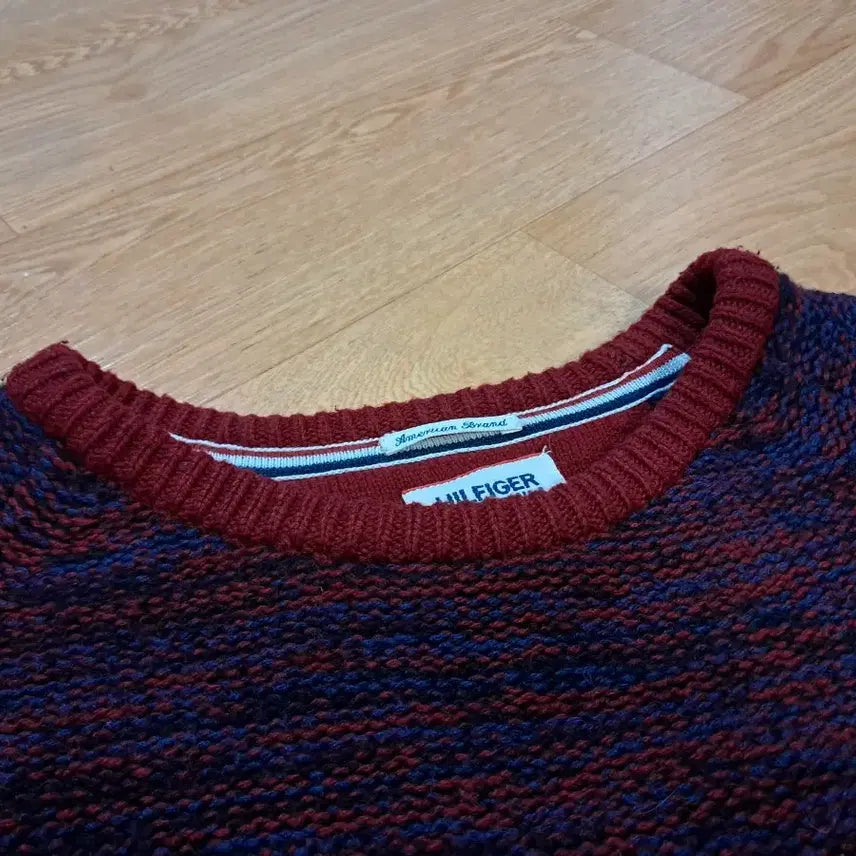 [BUNJANG] Tommy Hilfiger Denim Burgundy Knit Sweater (Size 95) / <정품> 힐피거 데님 니트 (95사이즈)