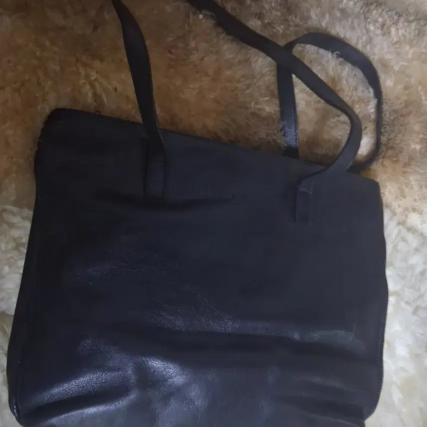 [BUNJANG] Nicole Miller Black Leather Tote Bag / 니꼴 밀러 블랙 가죽 토트백