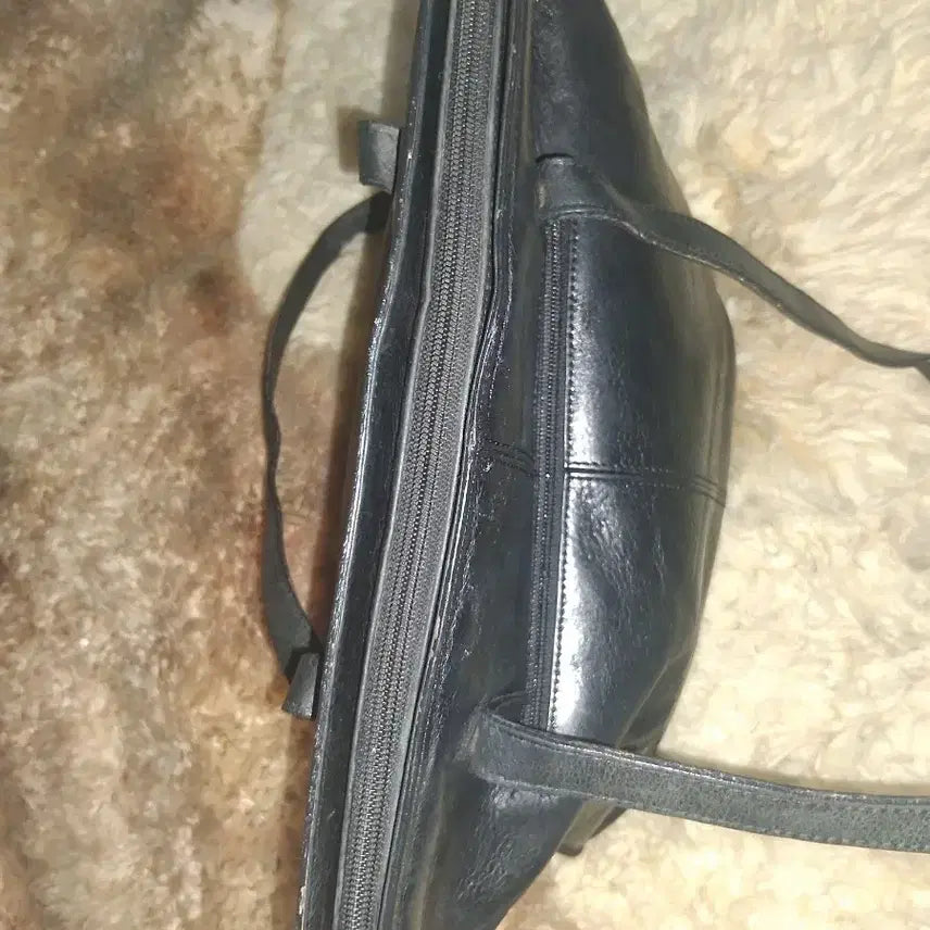 [BUNJANG] Nicole Miller Black Leather Tote Bag / 니꼴 밀러 블랙 가죽 토트백