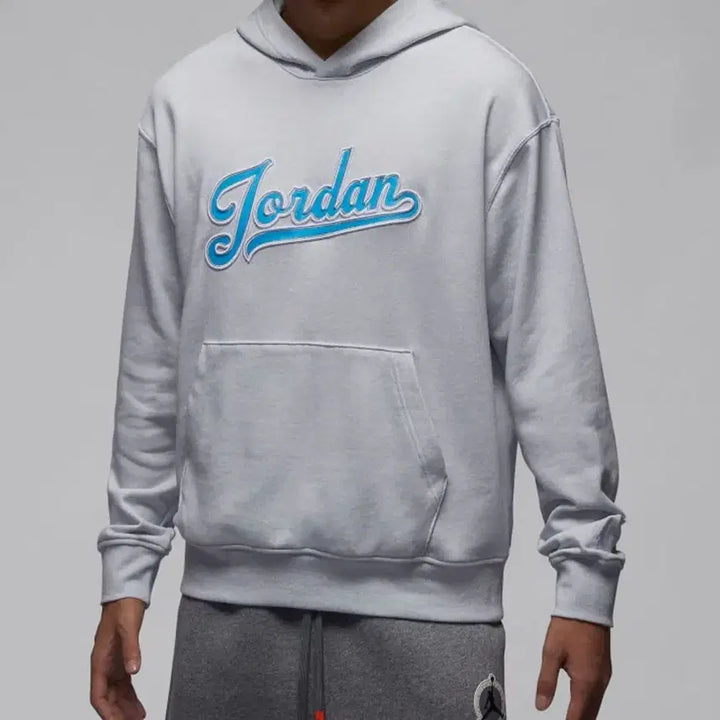 [BUNJANG] Jordan Lettering Hoodie Light Grey/Black / 조던 레터링 후드티 라이트 그레이/블랙