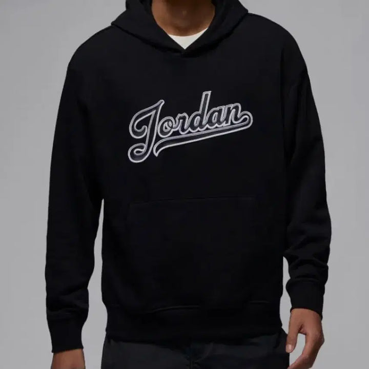 [BUNJANG] Jordan Lettering Hoodie Light Grey/Black / 조던 레터링 후드티 라이트 그레이/블랙