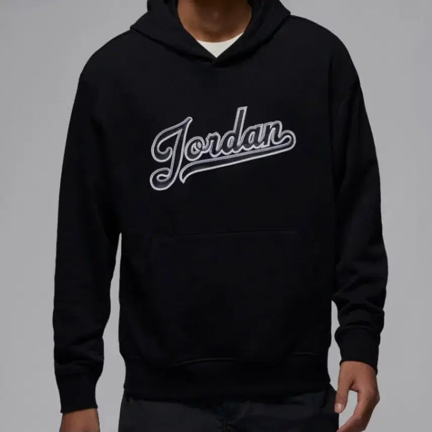 [BUNJANG] Jordan Lettering Hoodie Light Grey/Black / 조던 레터링 후드티 라이트 그레이/블랙