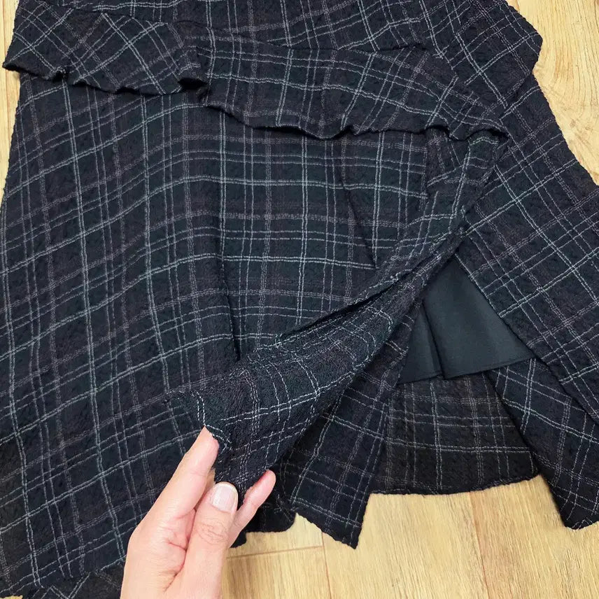 [BUNJANG] SJSJ Ruffle Checkered Dress / SJSJ 체크 러플 원피스 44-55