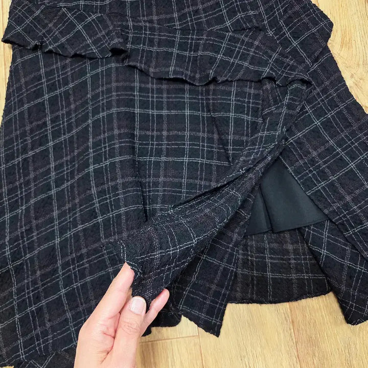 [BUNJANG] SJSJ Ruffle Checkered Dress / SJSJ 체크 러플 원피스 44-55