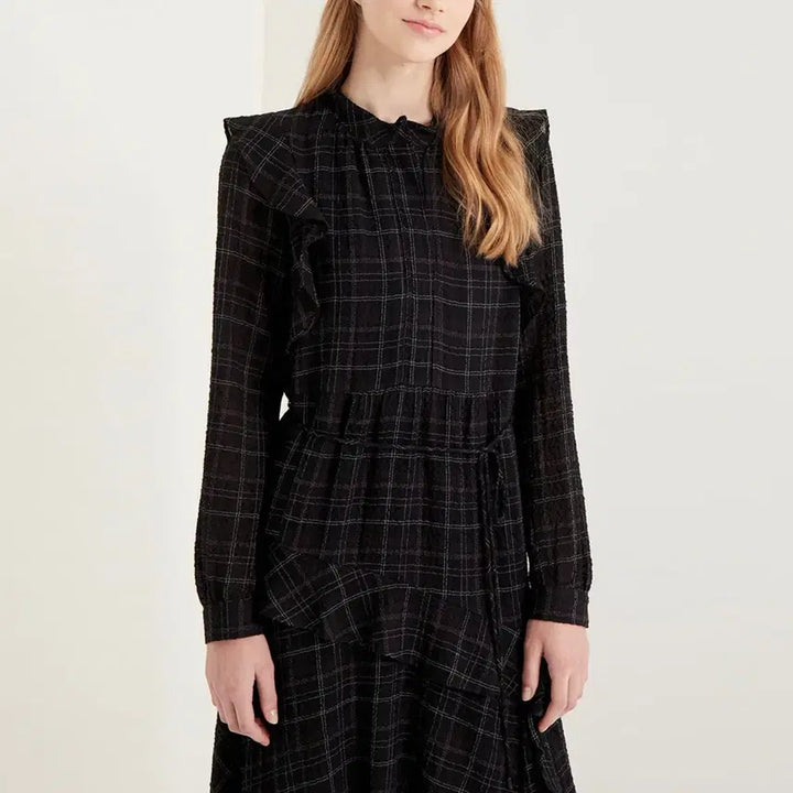 [BUNJANG] SJSJ Ruffle Checkered Dress / SJSJ 체크 러플 원피스 44-55