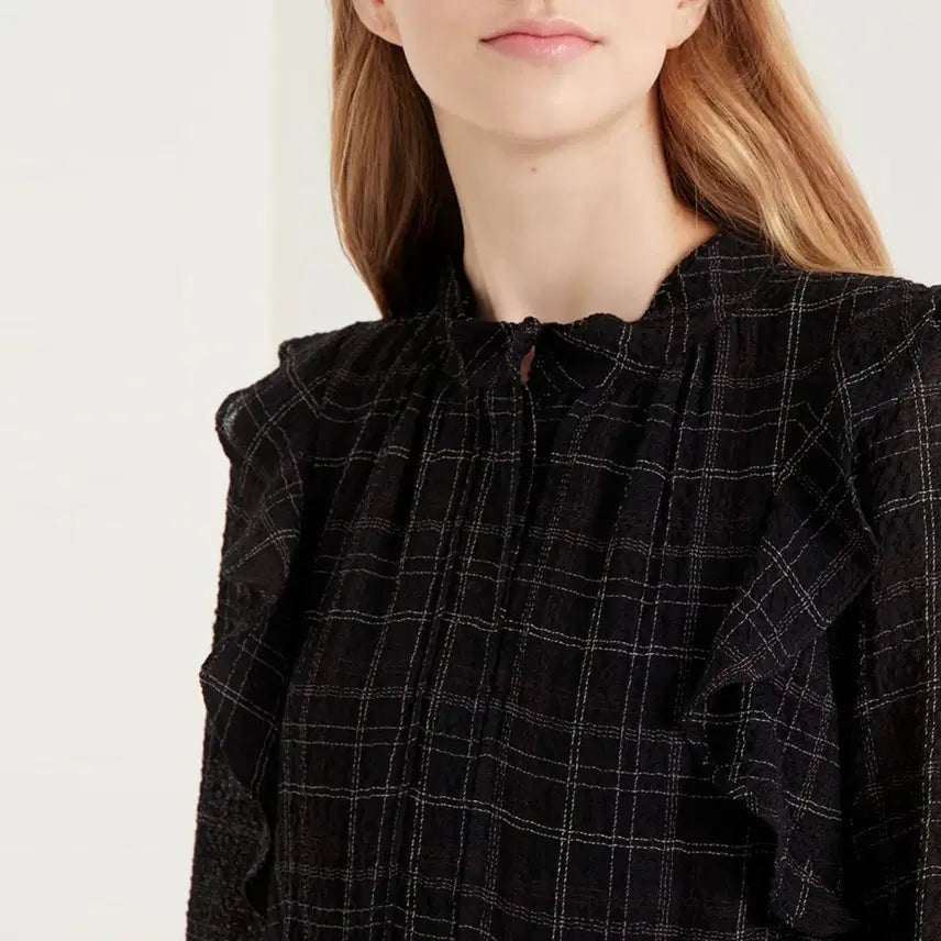 [BUNJANG] SJSJ Ruffle Checkered Dress / SJSJ 체크 러플 원피스 44-55