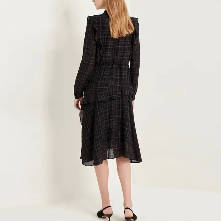 [BUNJANG] SJSJ Ruffle Checkered Dress / SJSJ 체크 러플 원피스 44-55