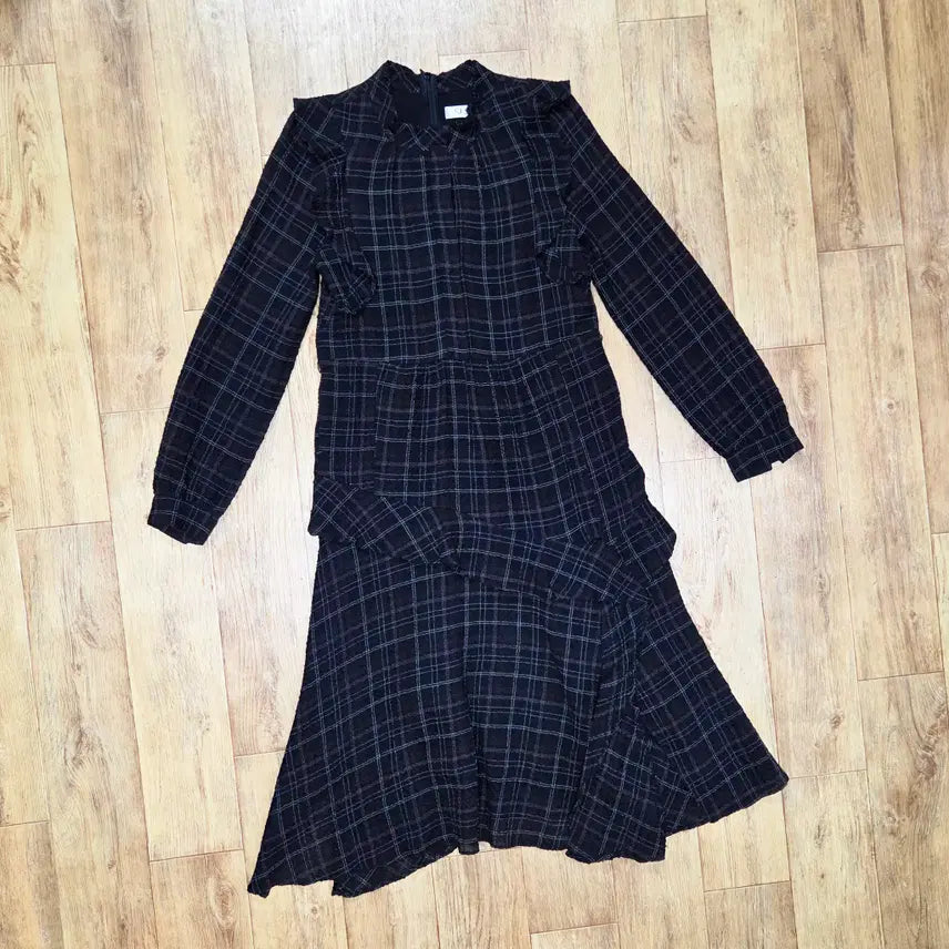 [BUNJANG] SJSJ Ruffle Checkered Dress / SJSJ 체크 러플 원피스 44-55