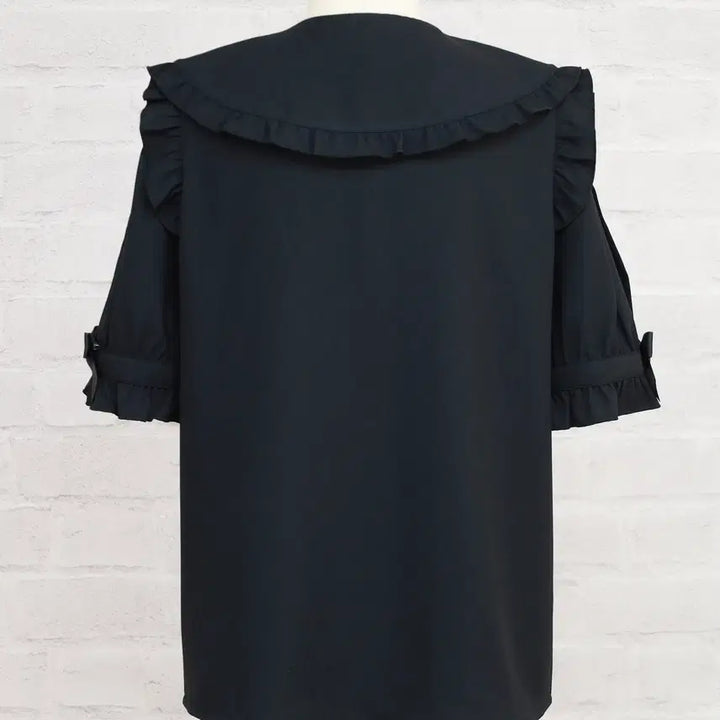 [BUNJANG] Amavel Dot Tulle Short Sleeve Blouse / Amavel 아마벨 도트 튤 반팔 블라우스