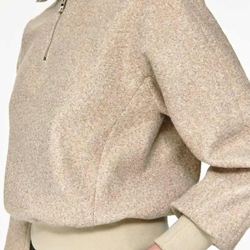 [BUNJANG] MOHAN Boucle High-Neck Zip-Up Top Beige / 모한 부클 하이넥 집업탑 베이지컬러