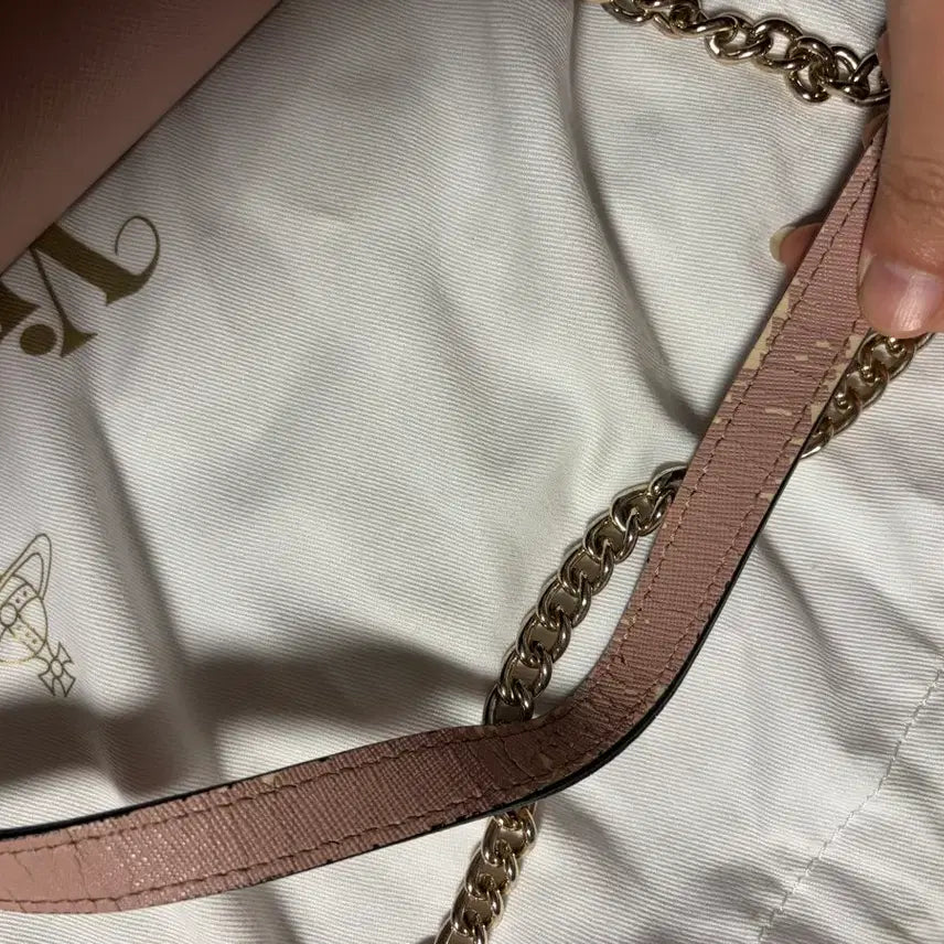 [BUNJANG] Vivienne Westwood Pink Chain Crossbody Bag / 비비안웨스트우드 핑크색 체인 크로스백
