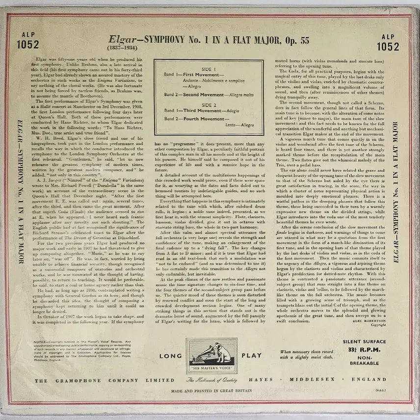 [BUNJANG] Adrian Boult Elgar Symphony No. 1 LP / LP 애드리언 볼트 - 엘가 교향곡 1번 (수입반)