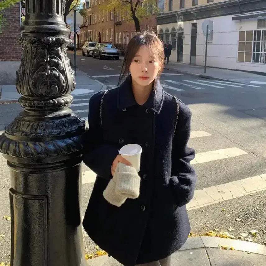 [BUNJANG] Leeds Shop The Wish Clothy Alpaca Half Coat / (네이비.아이보리 보유)leeds샵리즈 더위시 클로티 알파카 하프 코트