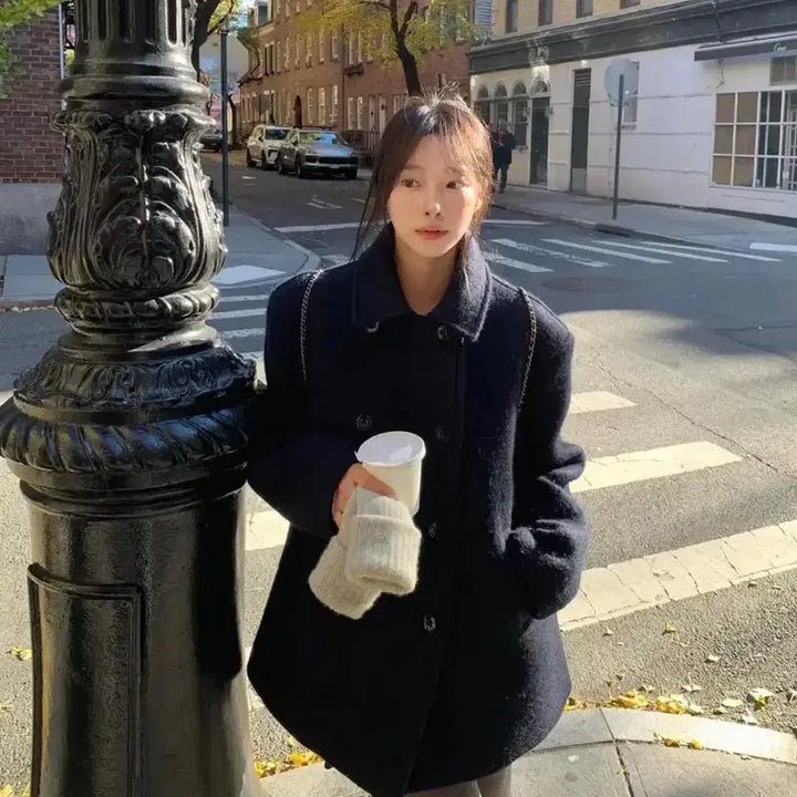 [BUNJANG] Leeds Shop The Wish Clothy Alpaca Half Coat / (네이비.아이보리 보유)leeds샵리즈 더위시 클로티 알파카 하프 코트