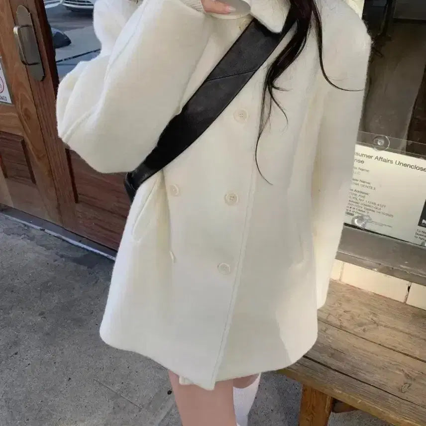 [BUNJANG] Leeds Shop The Wish Clothy Alpaca Half Coat / (네이비.아이보리 보유)leeds샵리즈 더위시 클로티 알파카 하프 코트