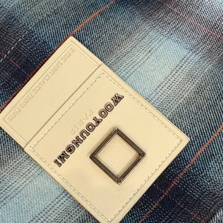 [BUNJANG] Wooyoungmi Leather Square Tab Check Shirt Size 44 / 우영미 레더 스퀘어탭 체크셔츠 44사이즈